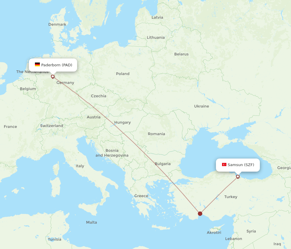 PAD-SZF flight routes