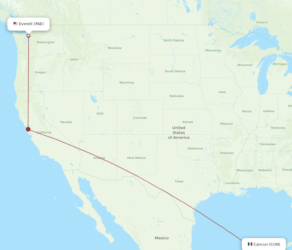PAE to CUN flights and routes map