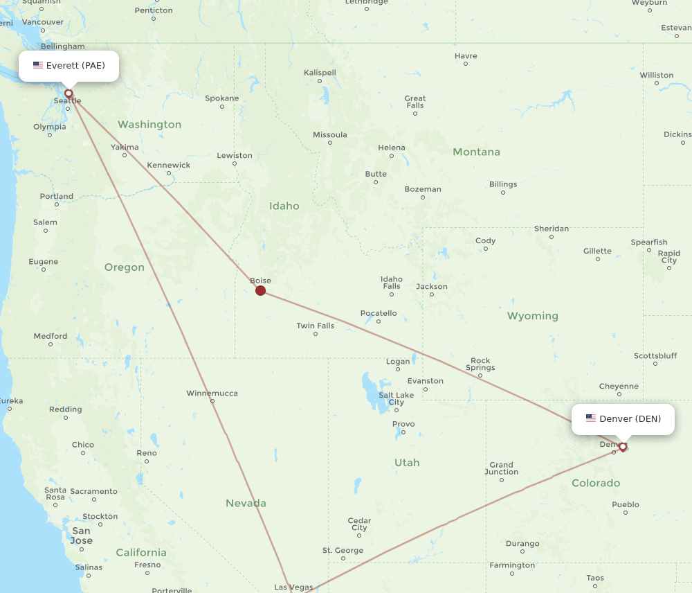 PAE-DEN flight routes
