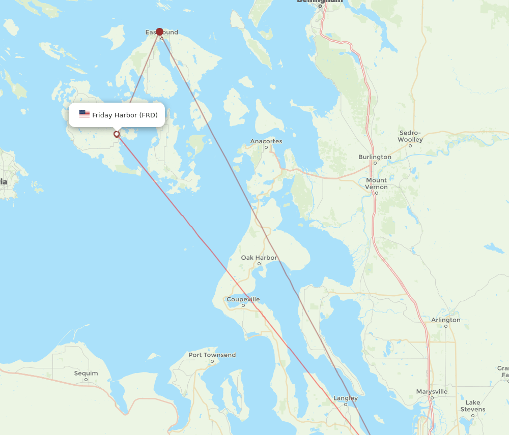Everett - Friday Harbor route map and flight paths