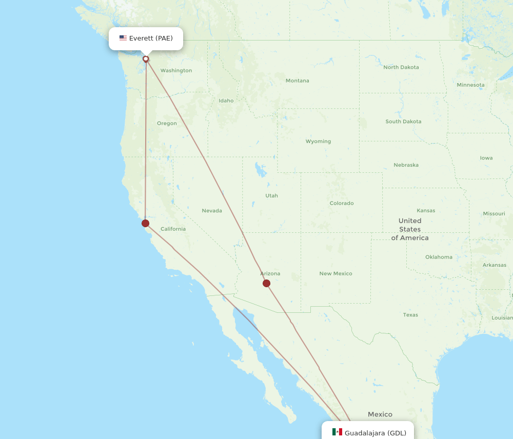 PAE-GDL flight routes