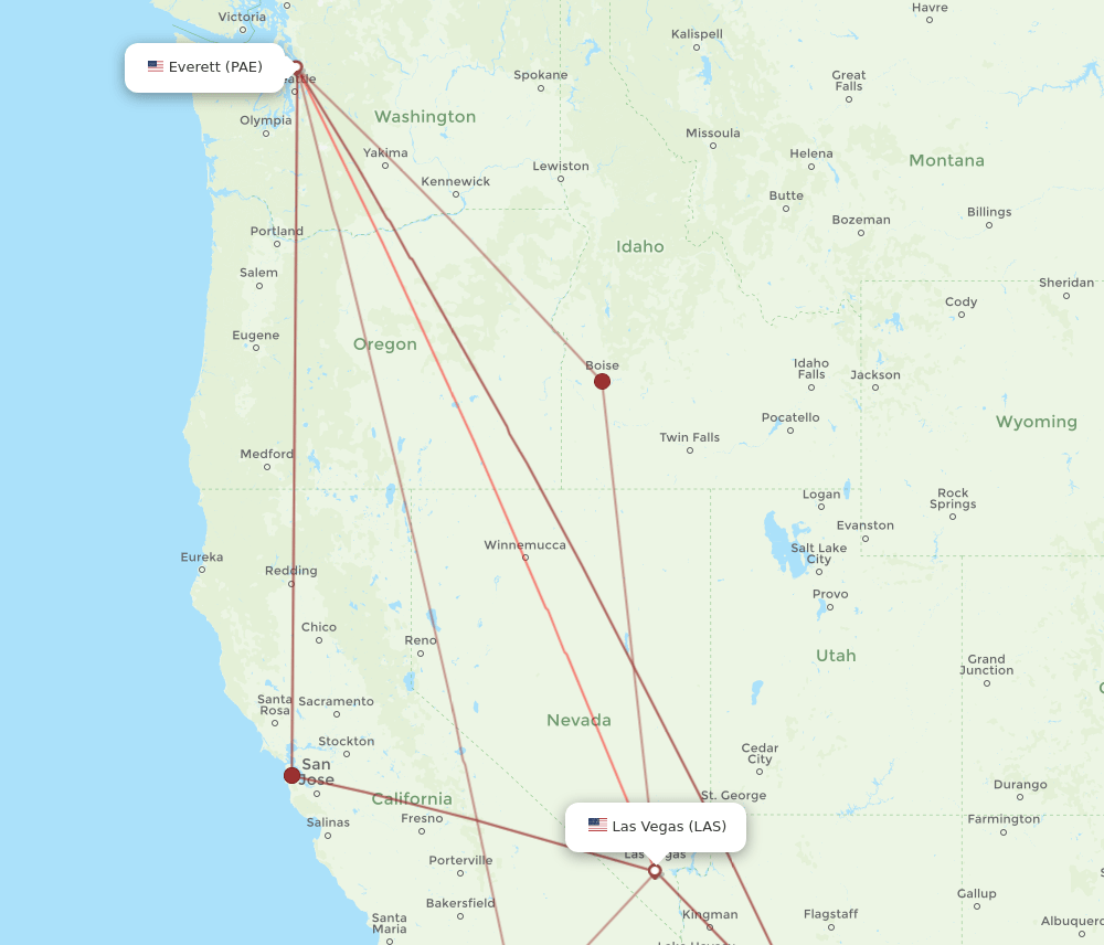 PAE-LAS flight routes