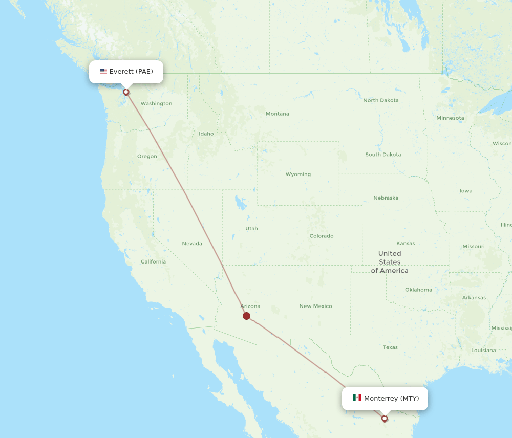 PAE to MTY flights and routes map