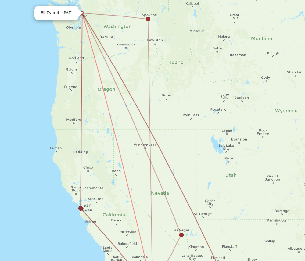 PAE to SAN flights and routes map