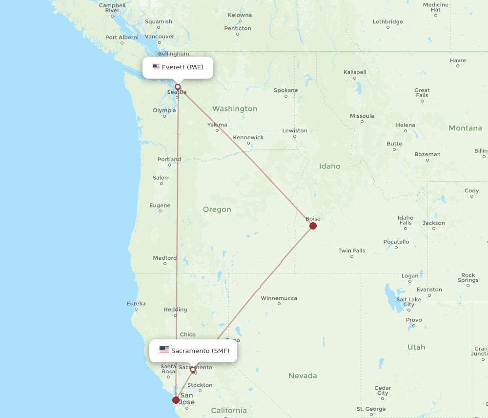 PAE-SMF flight routes