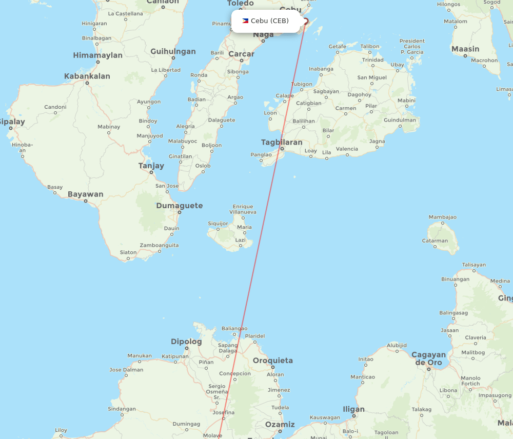 PAG to CEB flights and routes map