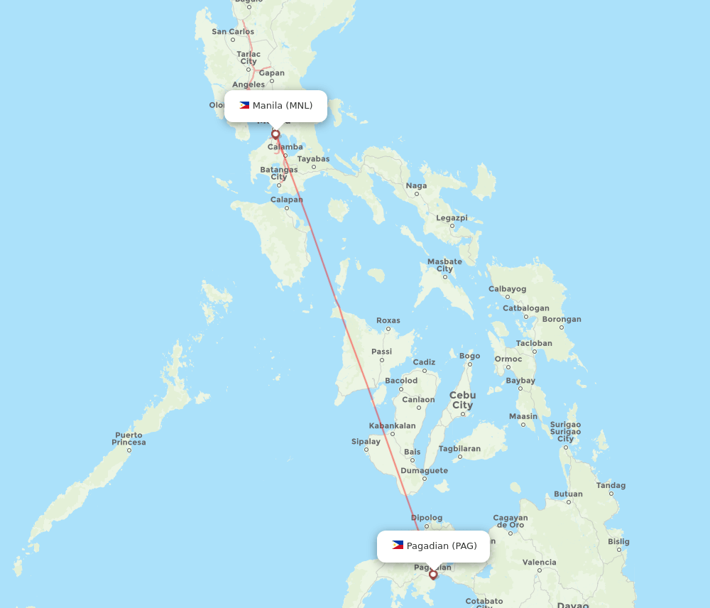 Pagadian - Manila route map and flight paths