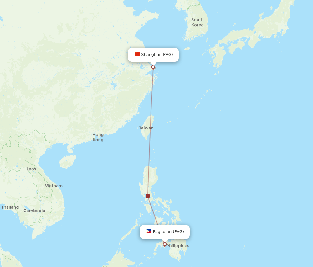 PAG-PVG flight routes