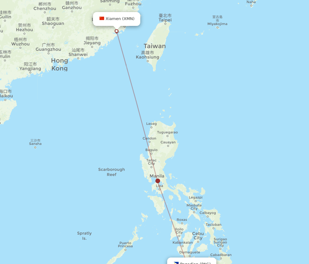 PAG-XMN flight routes