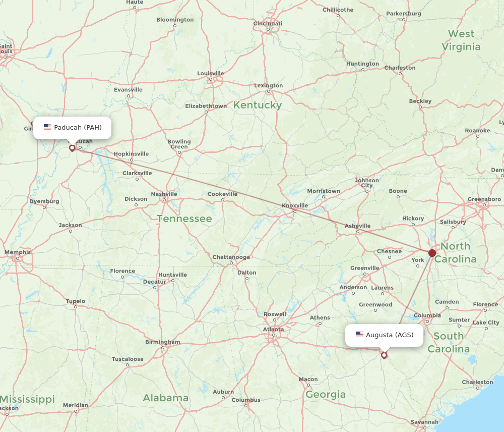 PAH-AGS flight routes