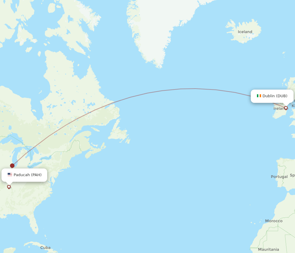 DUB to PAH flights and routes map
