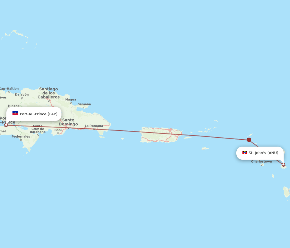 ANU to PAP flights and routes map