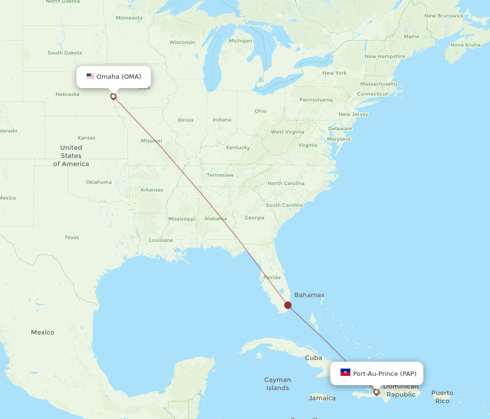Port-au-Prince - Omaha route map and flight paths