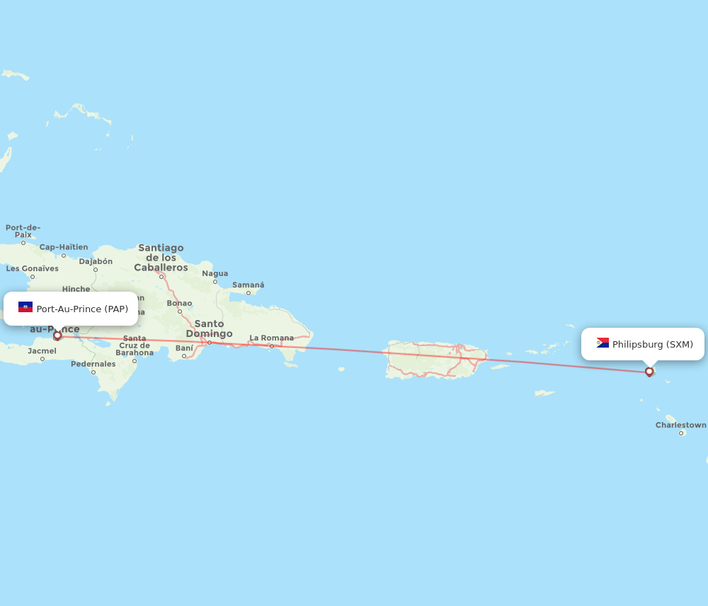 PAP to SXM flights and routes map
