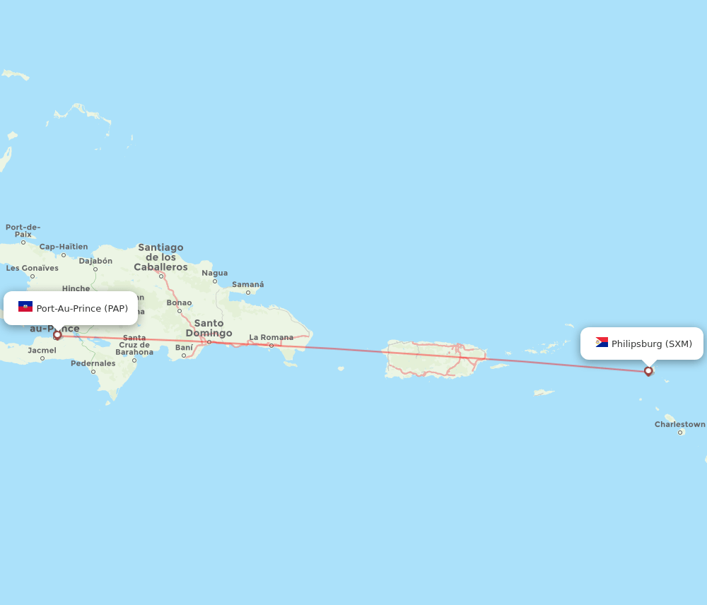 PAP to SXM flights and routes map