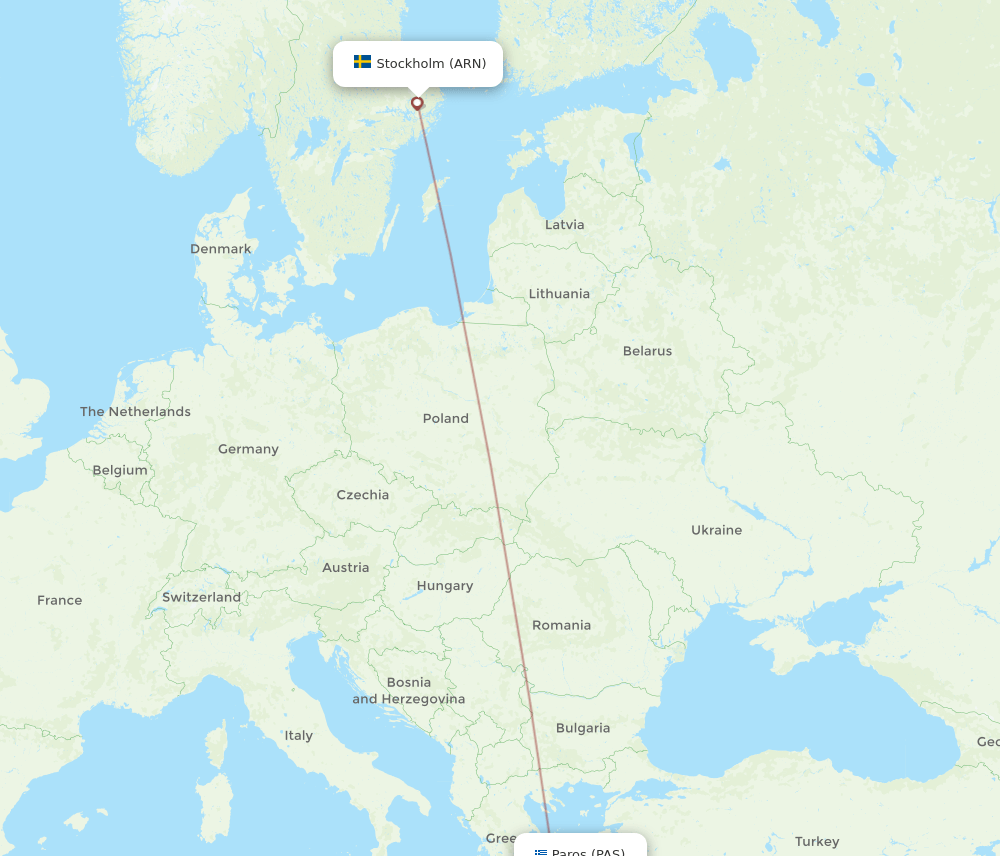 PAS-ARN flight routes