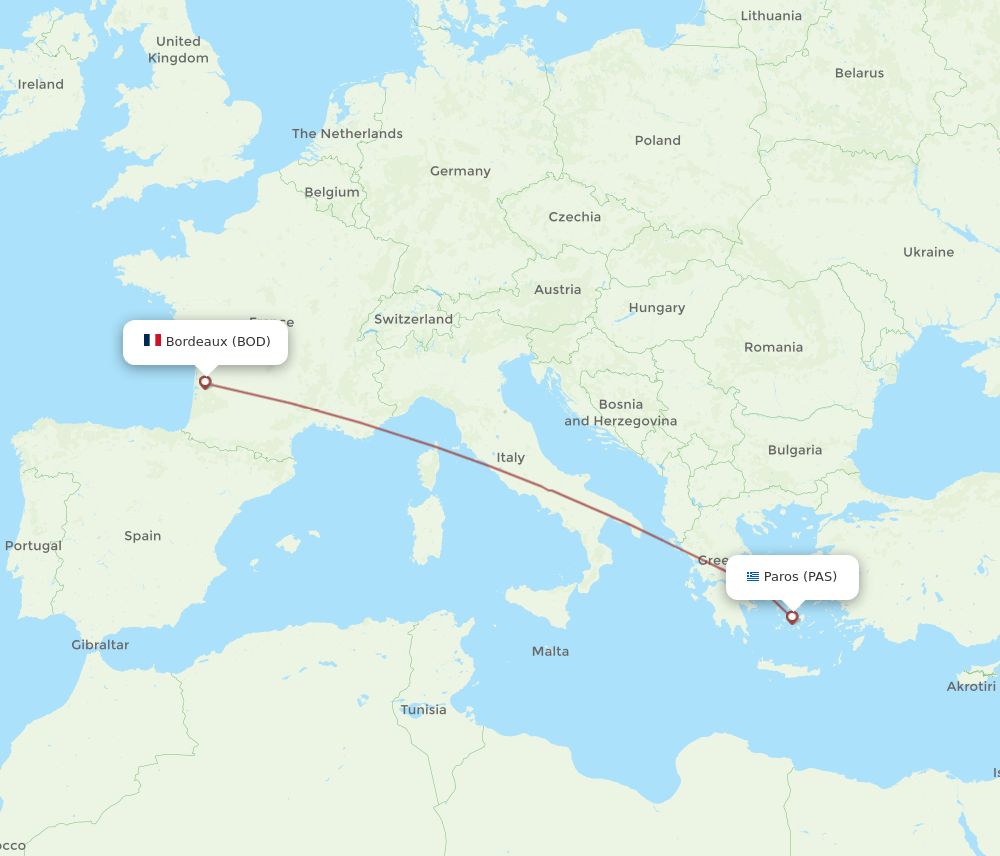 PAS-BOD flight routes