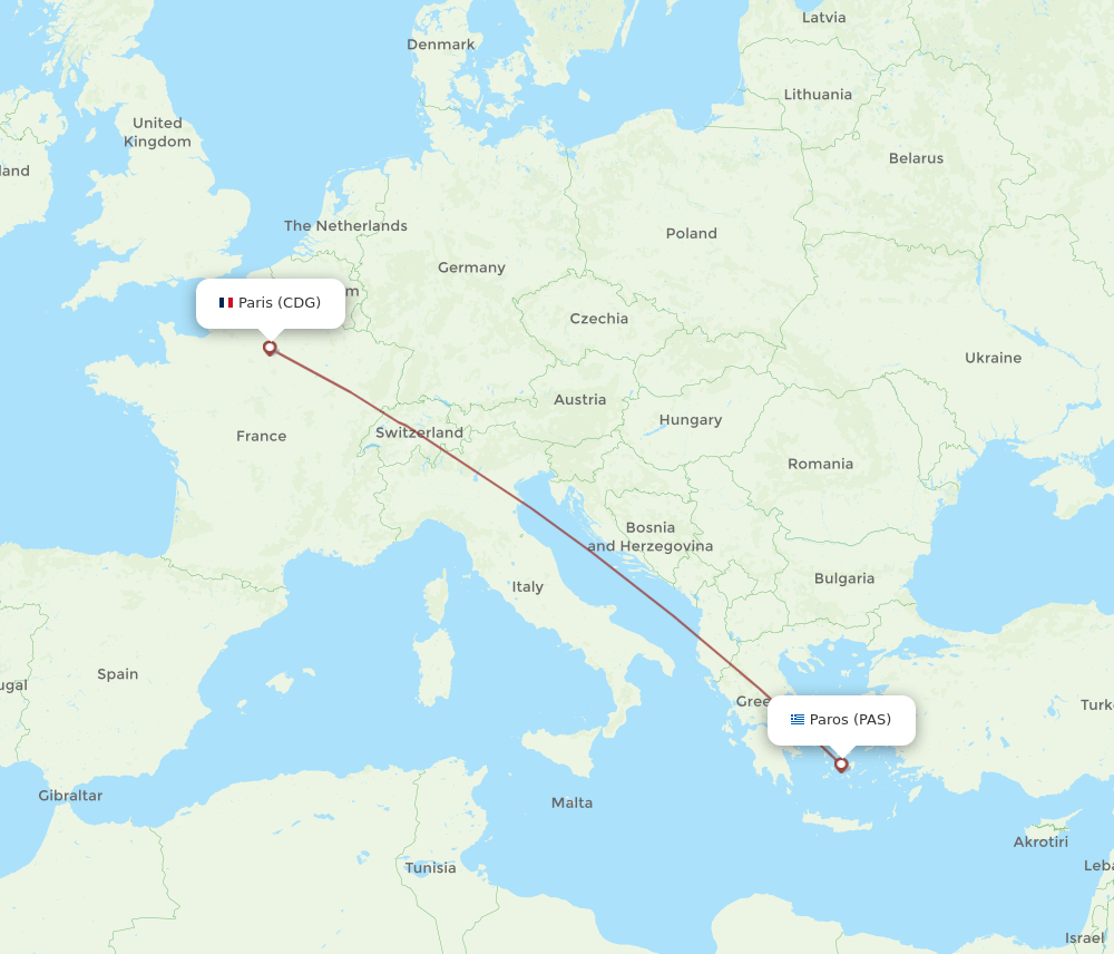 PAS-CDG flight routes