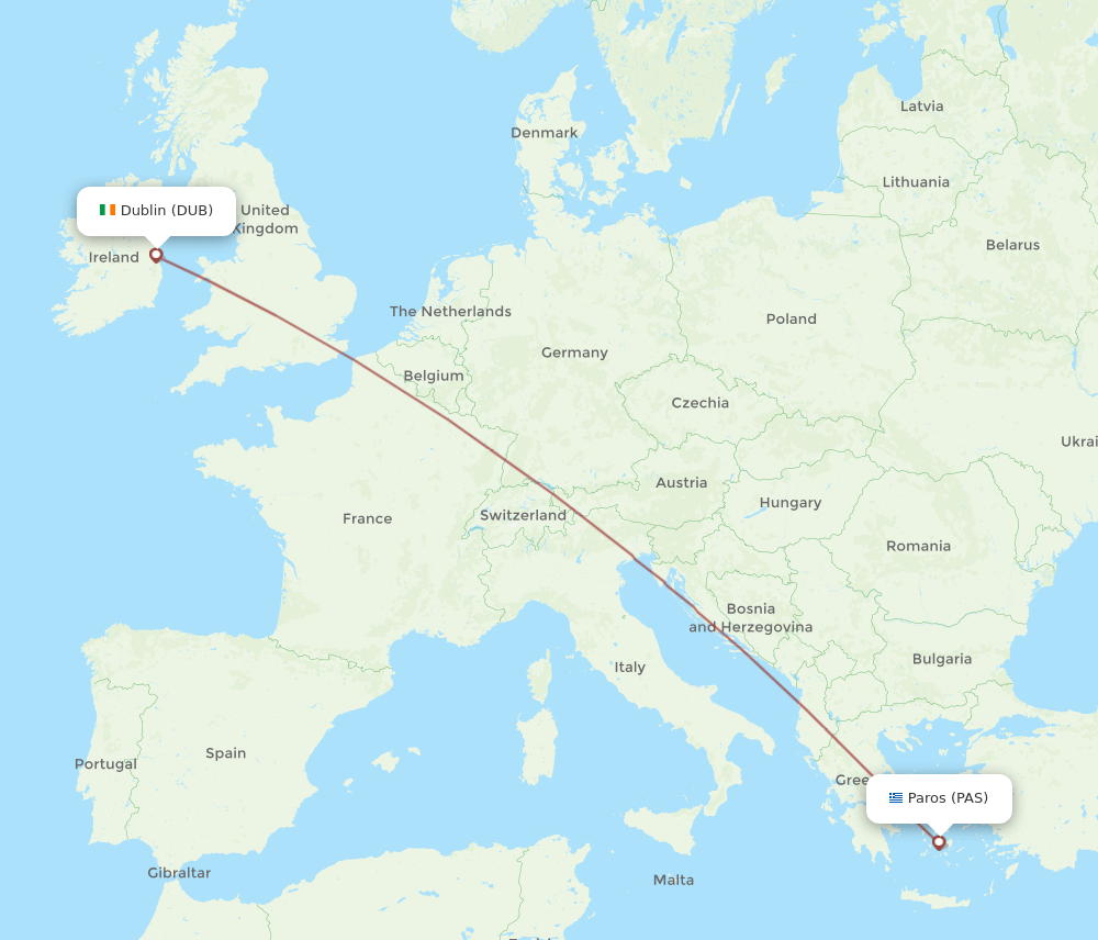 PAS-DUB flight routes