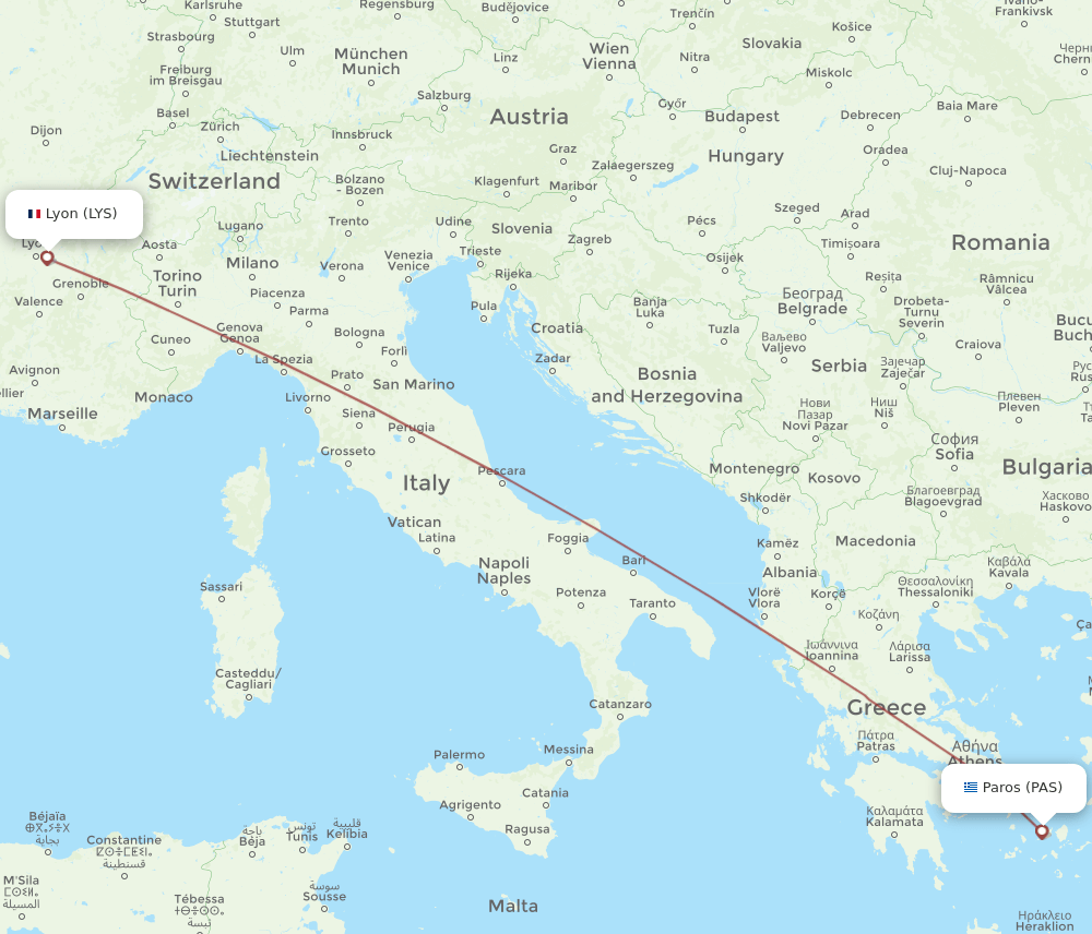 PAS-LYS flight routes