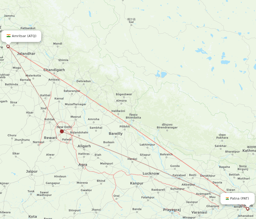 PAT to ATQ flights and routes map