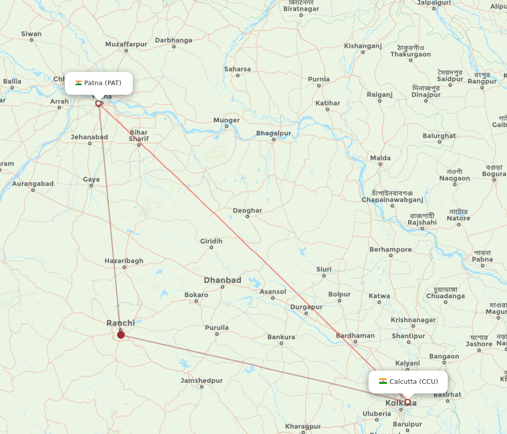 PAT to CCU flights and routes map