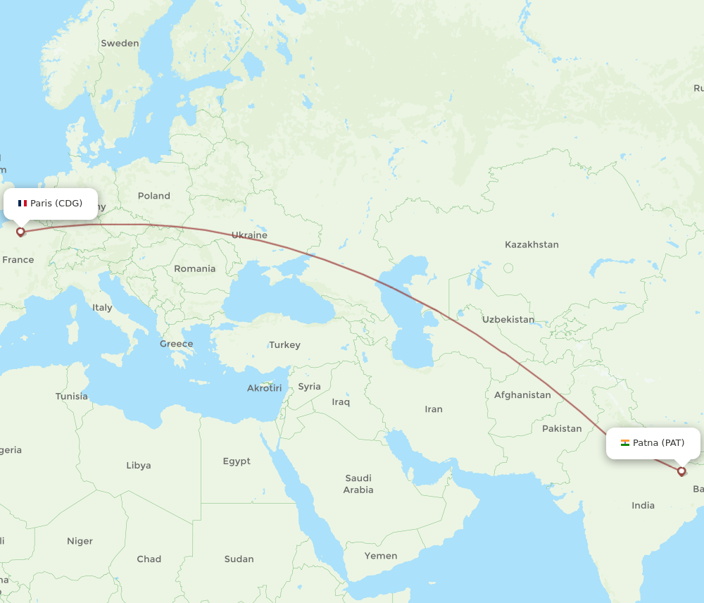 PAT-CDG flight routes