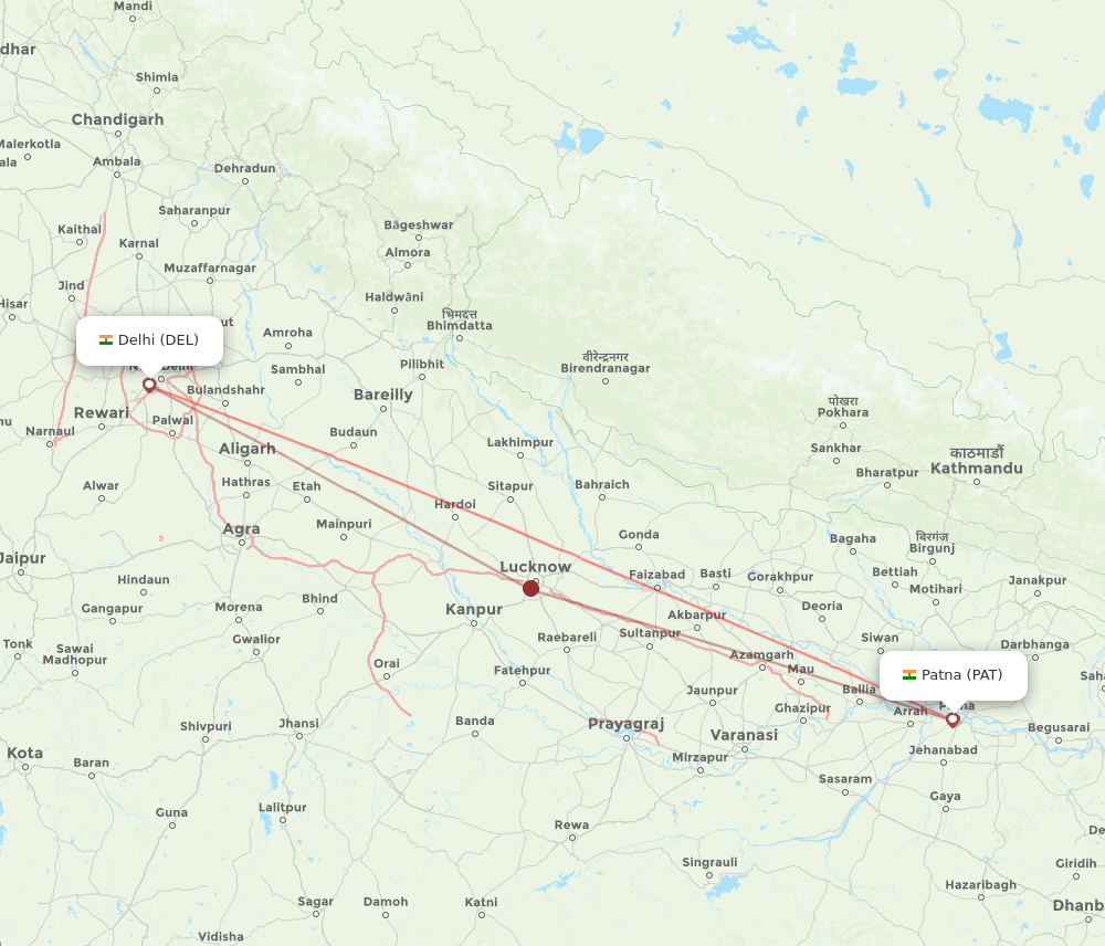 PAT to DEL flights and routes map