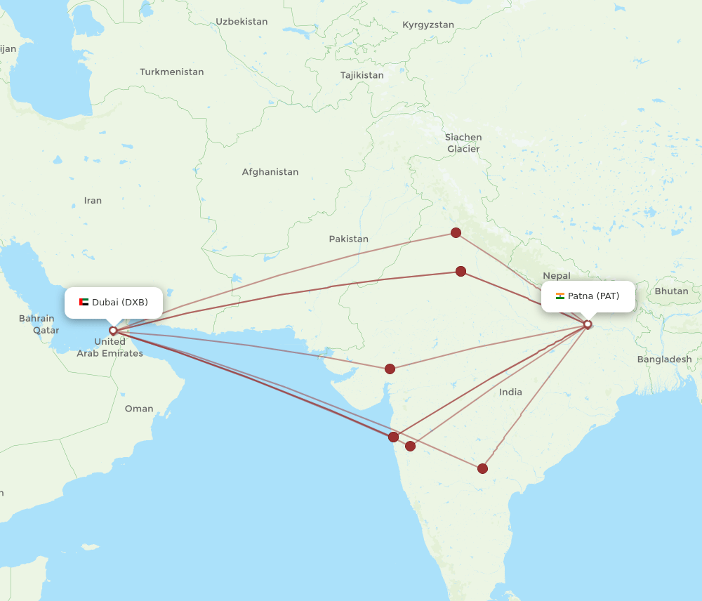 PAT-DXB flight routes