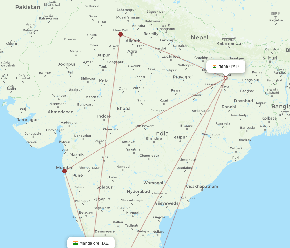 PAT-IXE flight routes