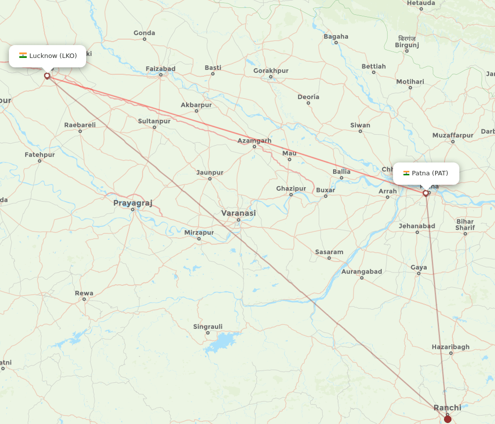 PAT-LKO flight routes