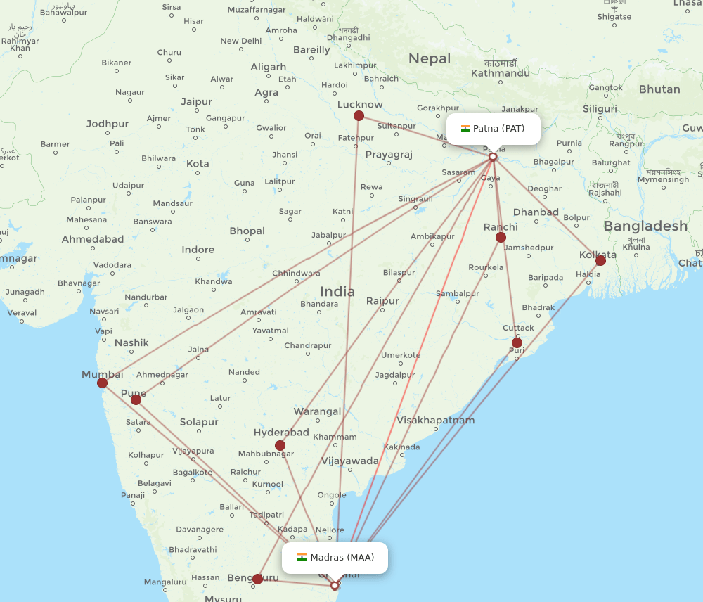 PAT-MAA flight routes