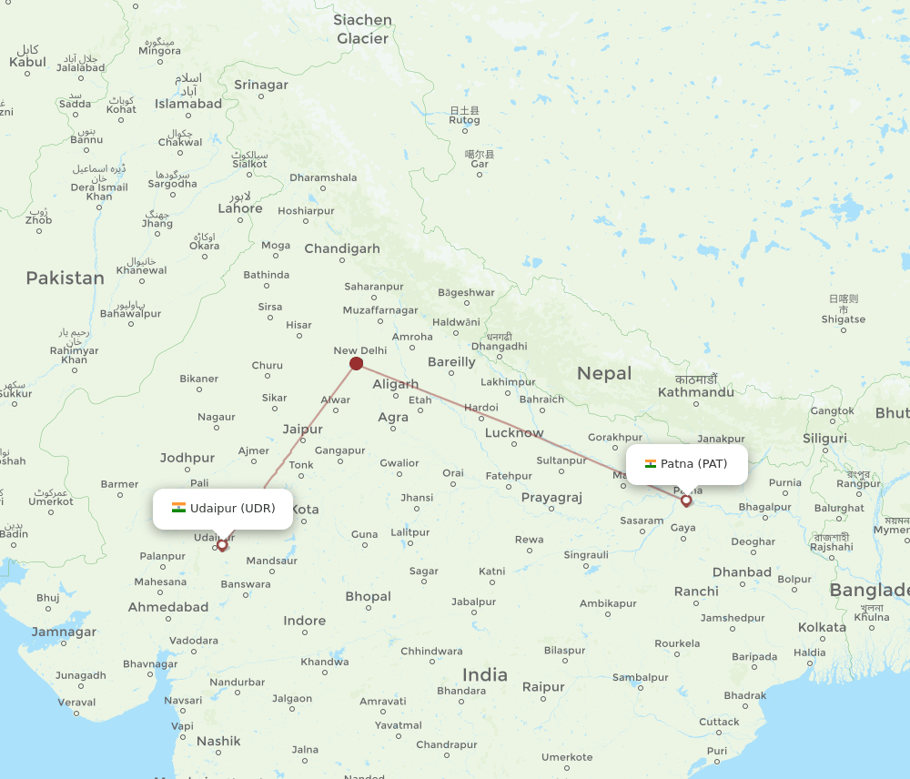 PAT-UDR flight routes
