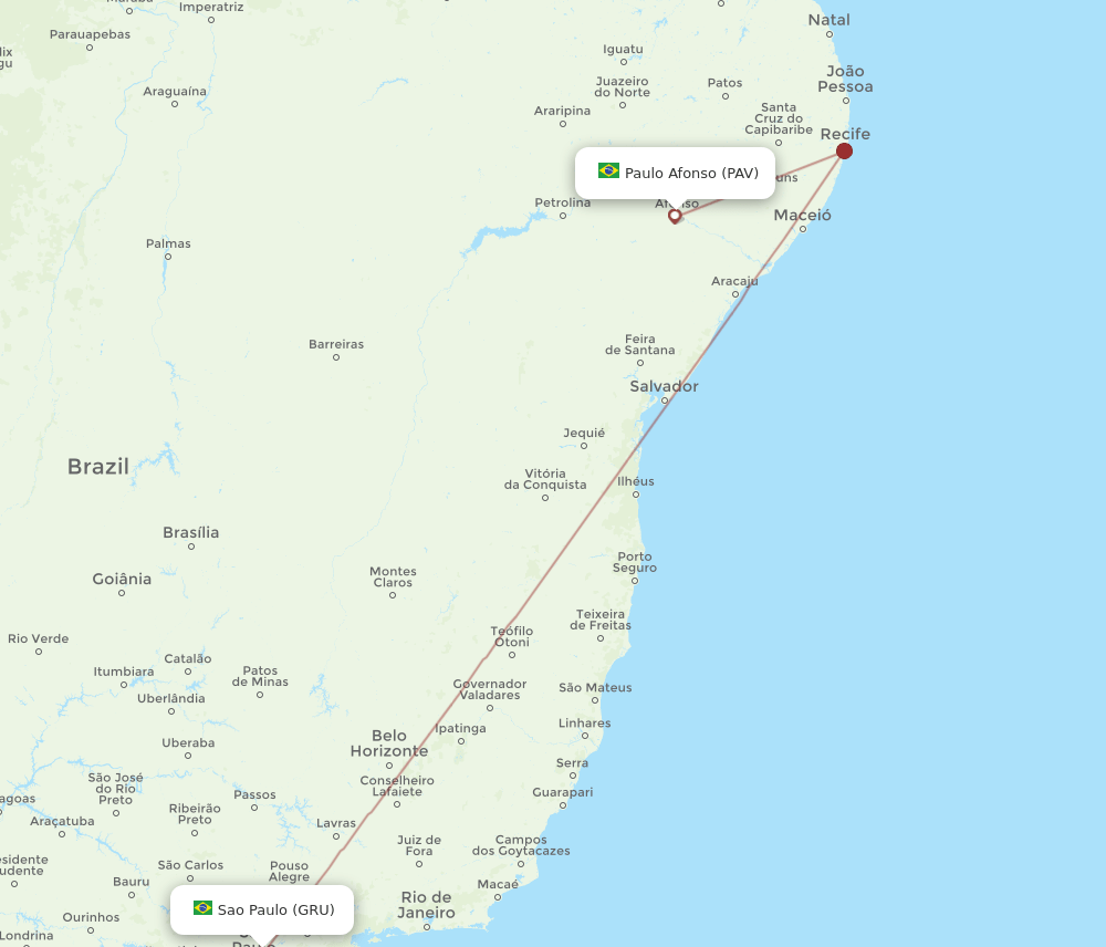 PAV-GRU flight routes