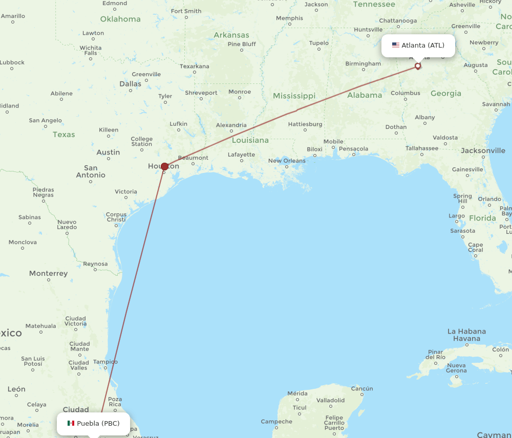PBC-ATL flight routes
