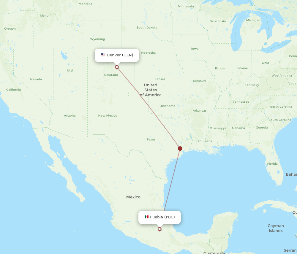 PBC-DEN flight routes