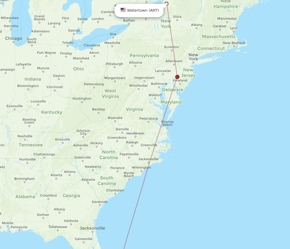 PBI-ART flight routes