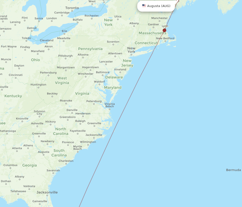 PBI-AUG flight routes