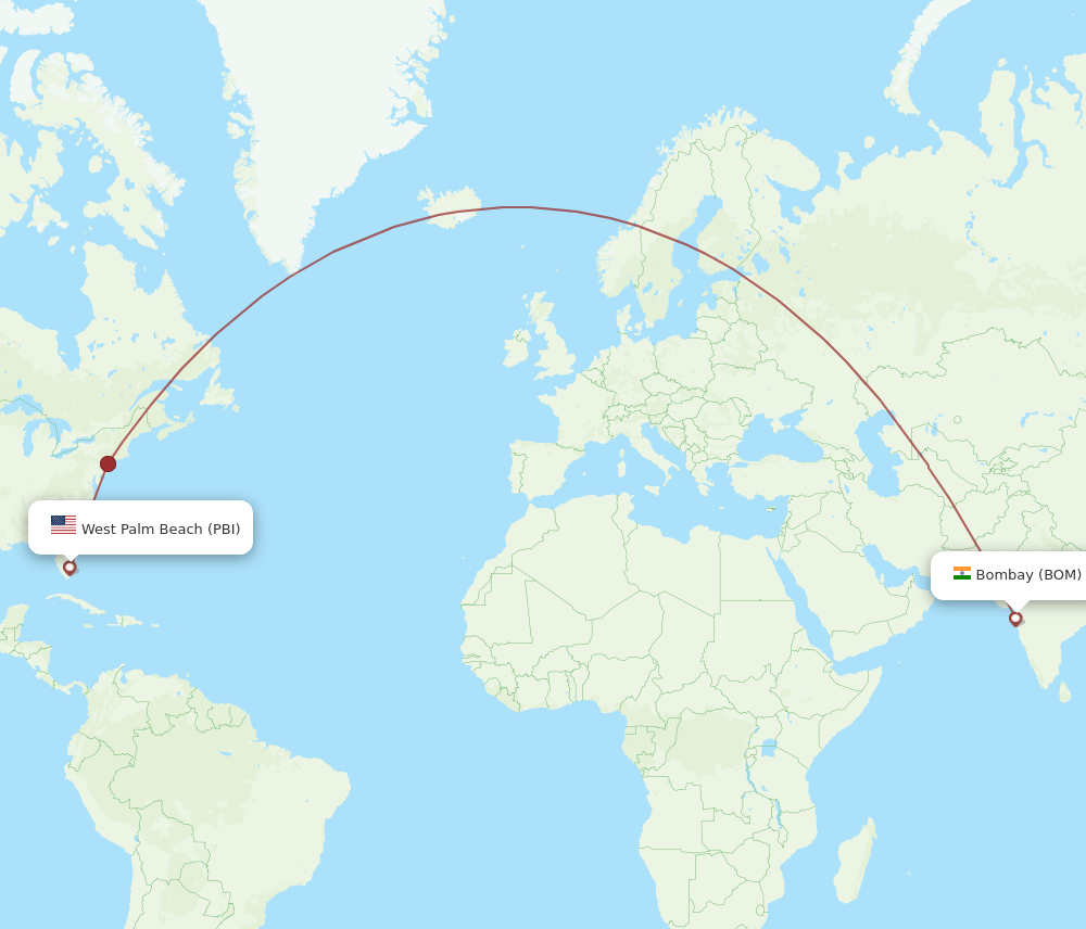 PBI-BOM flight routes