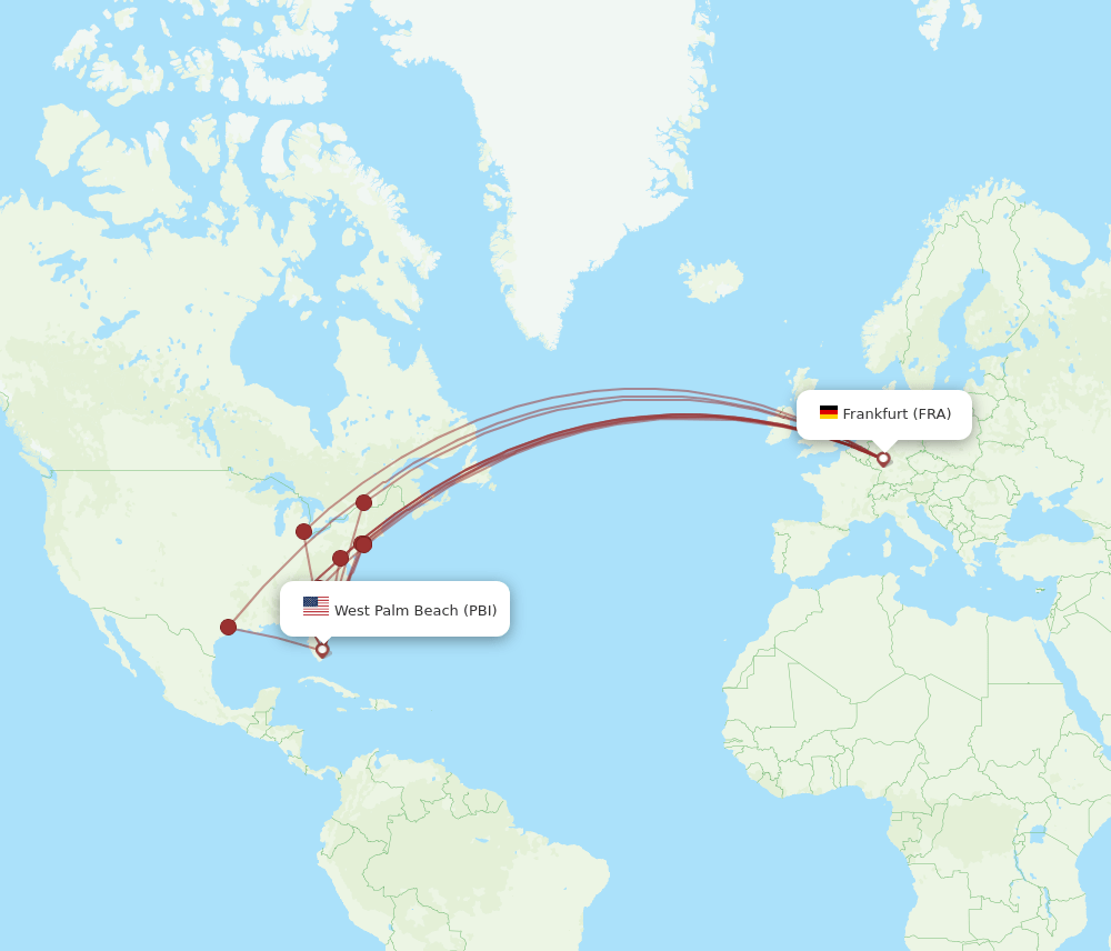 PBI-FRA flight routes
