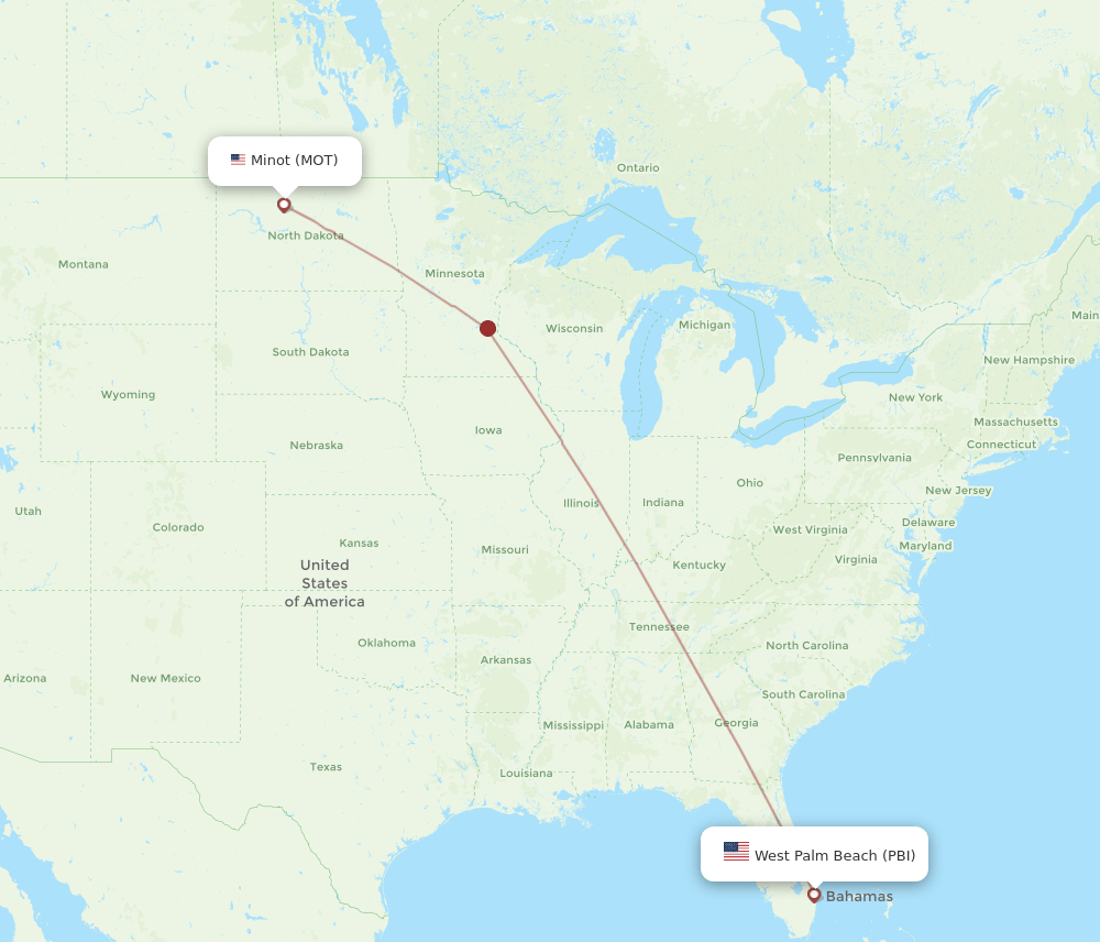 PBI-MOT flight routes