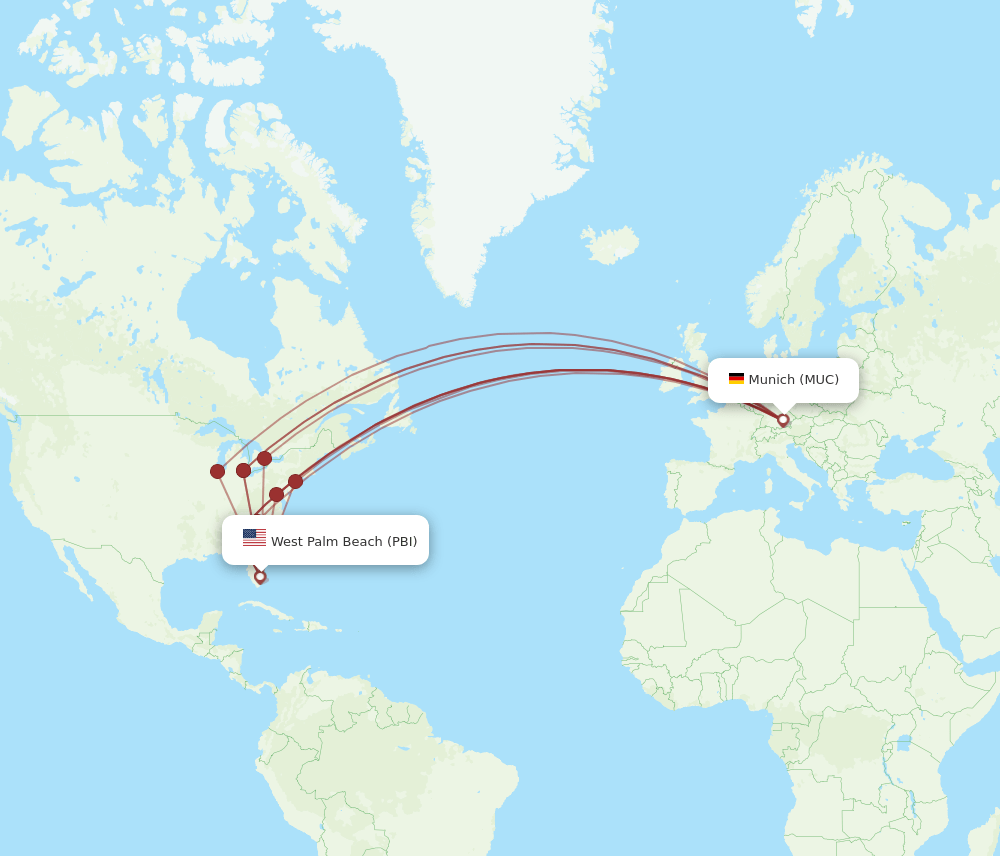 PBI-MUC flight routes