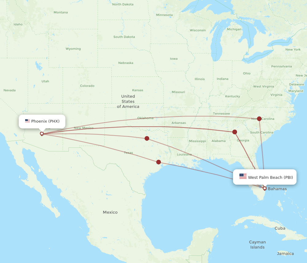 PBI-PHX flight routes