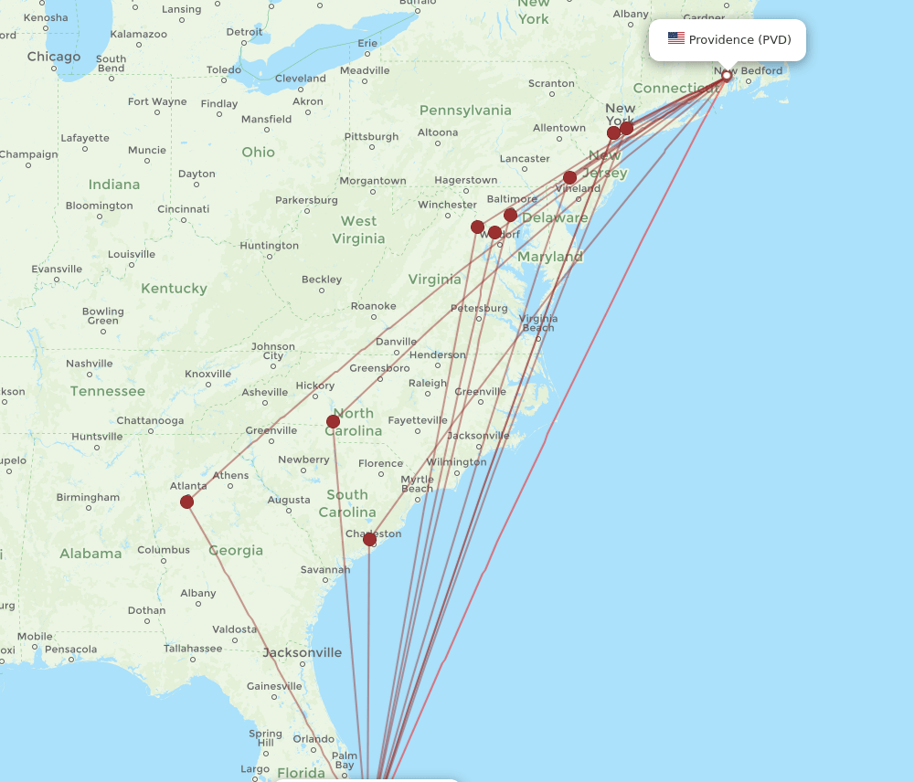 PBI-PVD flight routes