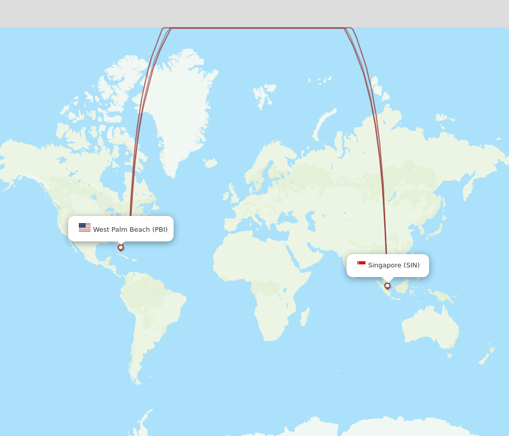 PBI-SIN flight routes