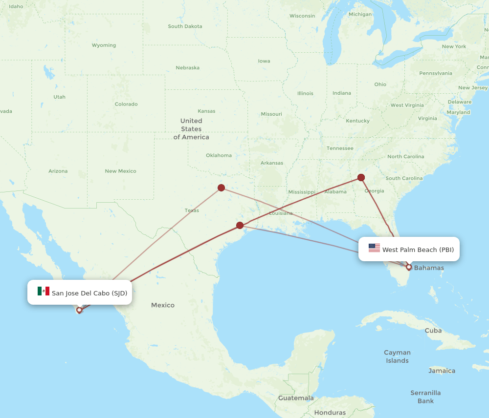 PBI-SJD flight routes