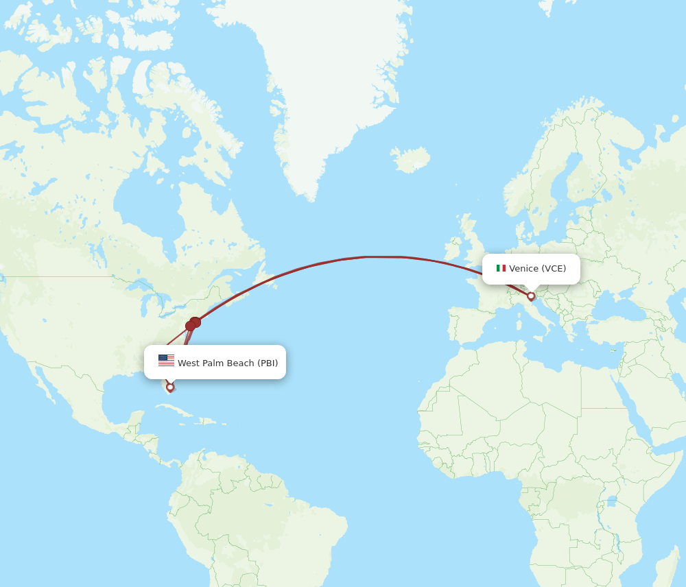 PBI-VCE flight routes