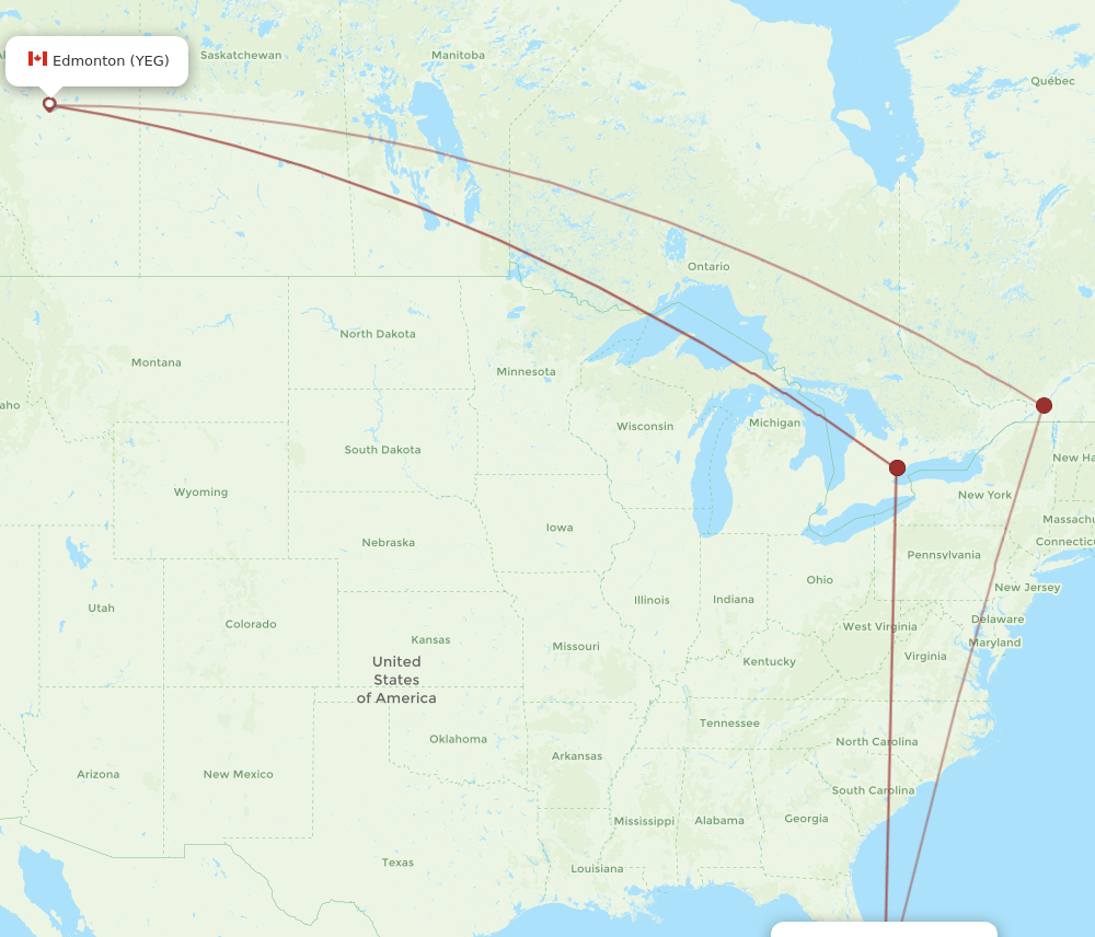 PBI-YEG flight routes
