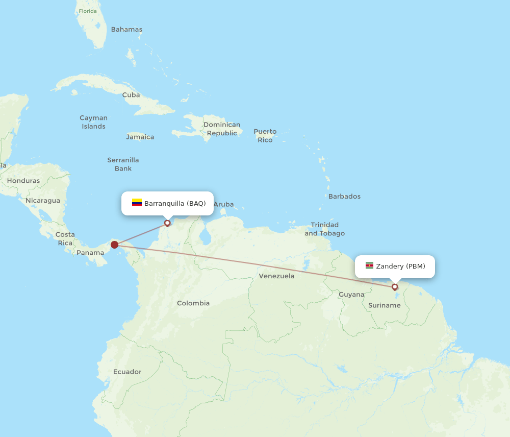 PBM-BAQ flight routes