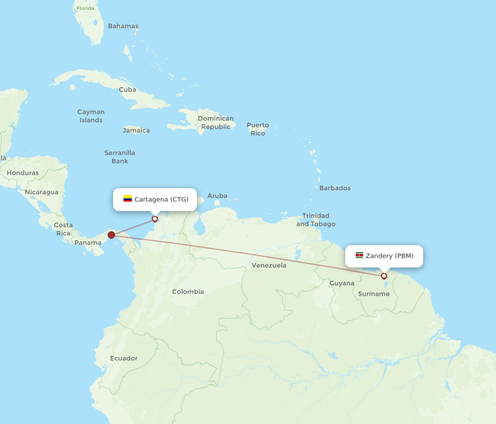 PBM-CTG flight routes
